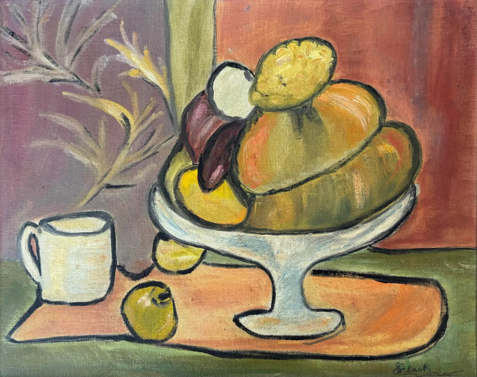 Mid 20th Century Post Impressionist Mid Century Still Life Oil Painting, Framed - 2