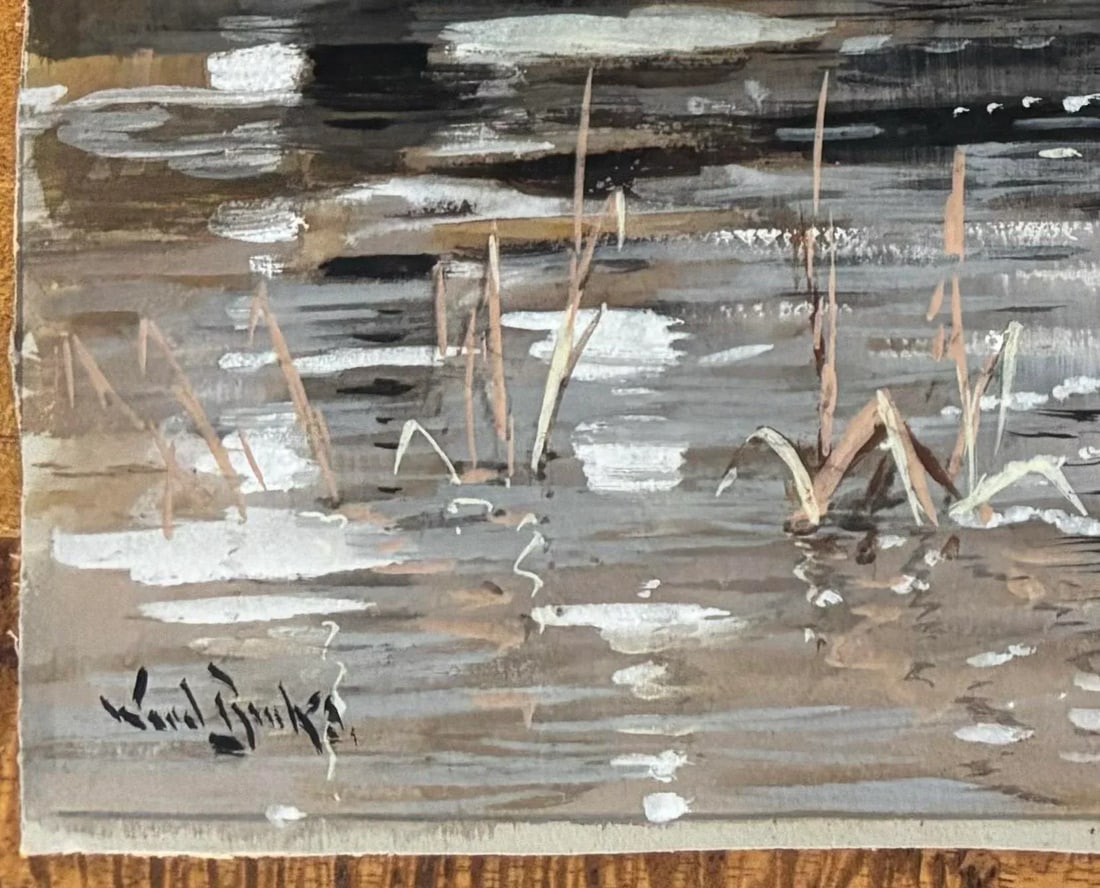 1960s Mid Century Sporting Interest American Gouache Painting of Hunting Dog Carrying a Duck - 2