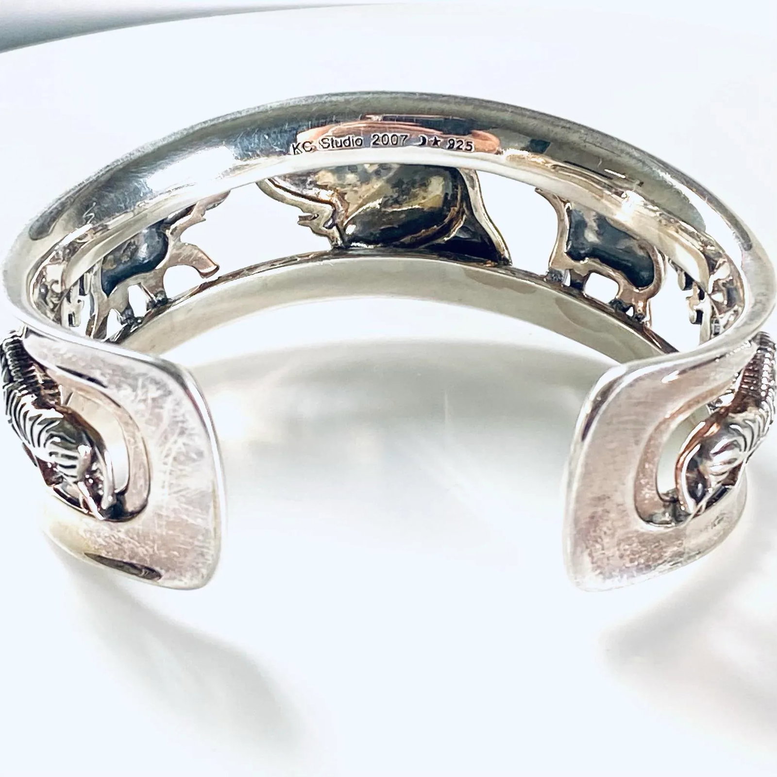 Vintage Kieselstein Cord Sterling Silver Elephant Cuff Bracelet - 4