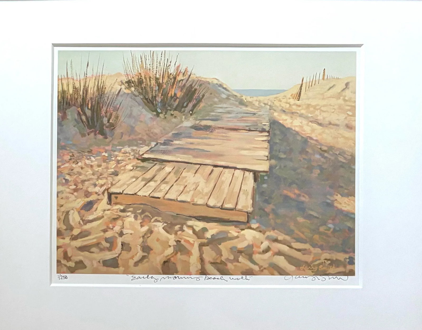 Late 20th Century Larry Smith First Numbered Framed Lithograph, "Early Morning Walk" - 3