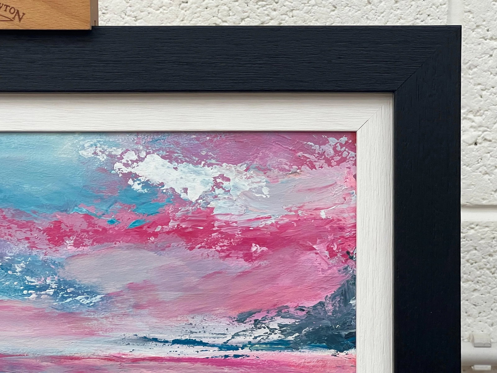 Abstract Landscape Seascape Painting With Pink & Blue Sky by British Artist - 10