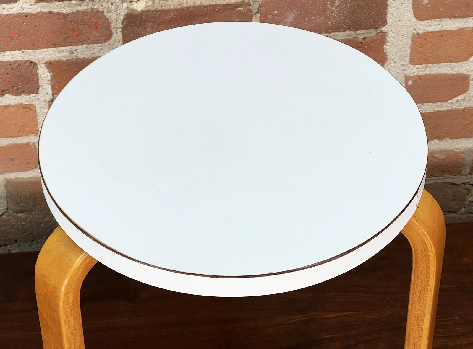 Rare 1950's Alvar Aalto 3 Legged Stool / Side Table Model 60 in Original White Formica & Birch - 3