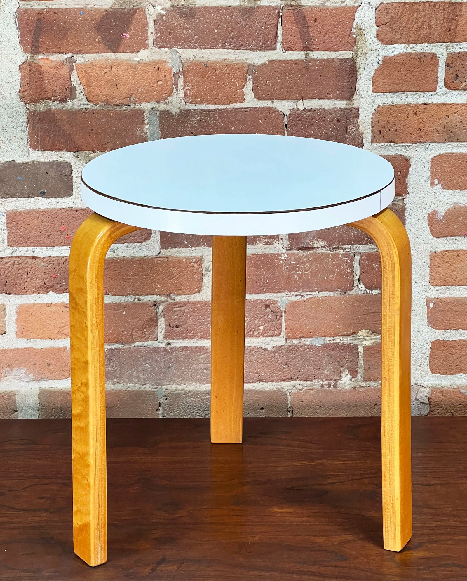 Rare 1950's Alvar Aalto 3 Legged Stool / Side Table Model 60 in Original White Formica & Birch - 4
