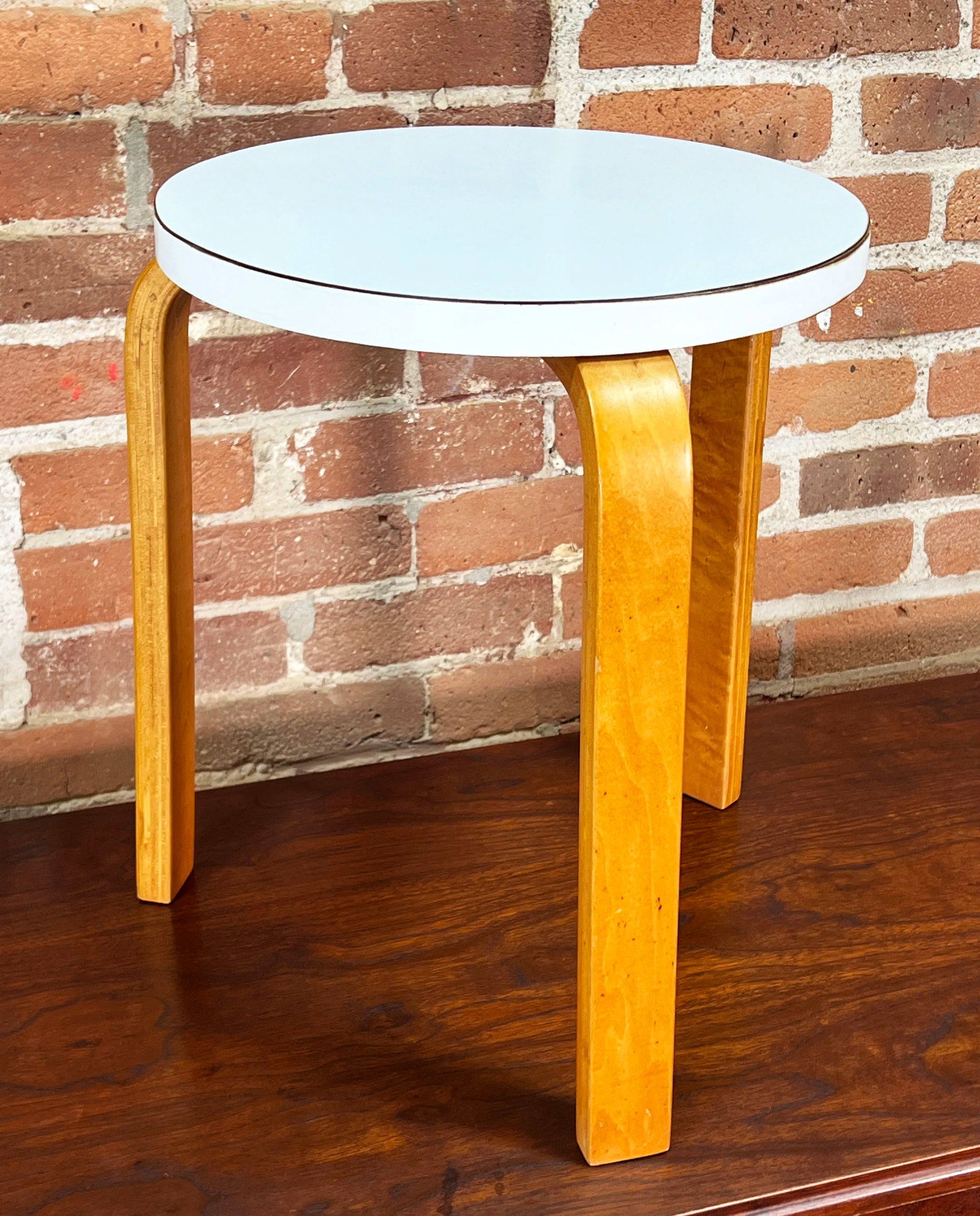 Rare 1950's Alvar Aalto 3 Legged Stool / Side Table Model 60 in Original White Formica & Birch - 6