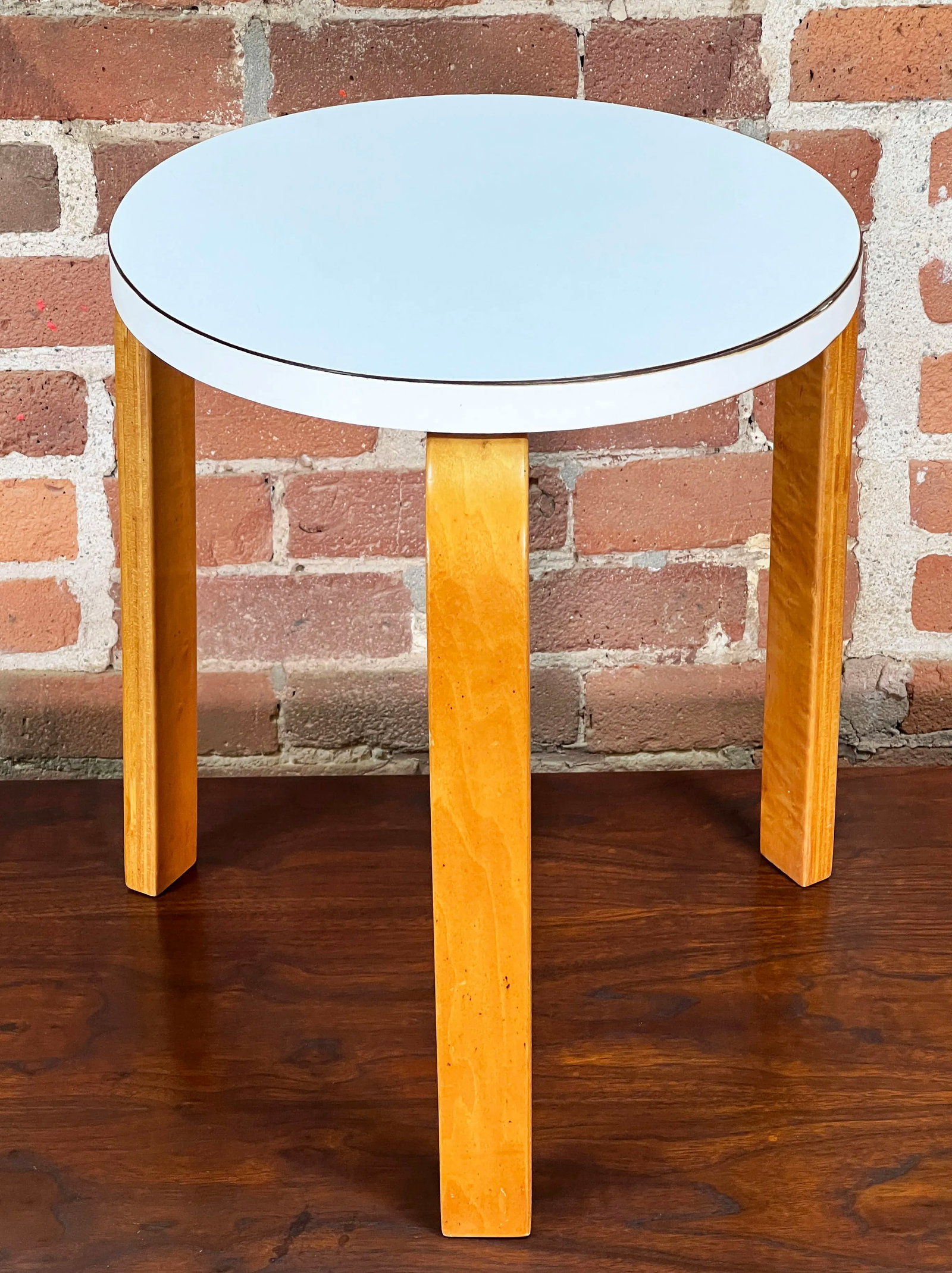 Rare 1950's Alvar Aalto 3 Legged Stool / Side Table Model 60 in Original White Formica & Birch - 9
