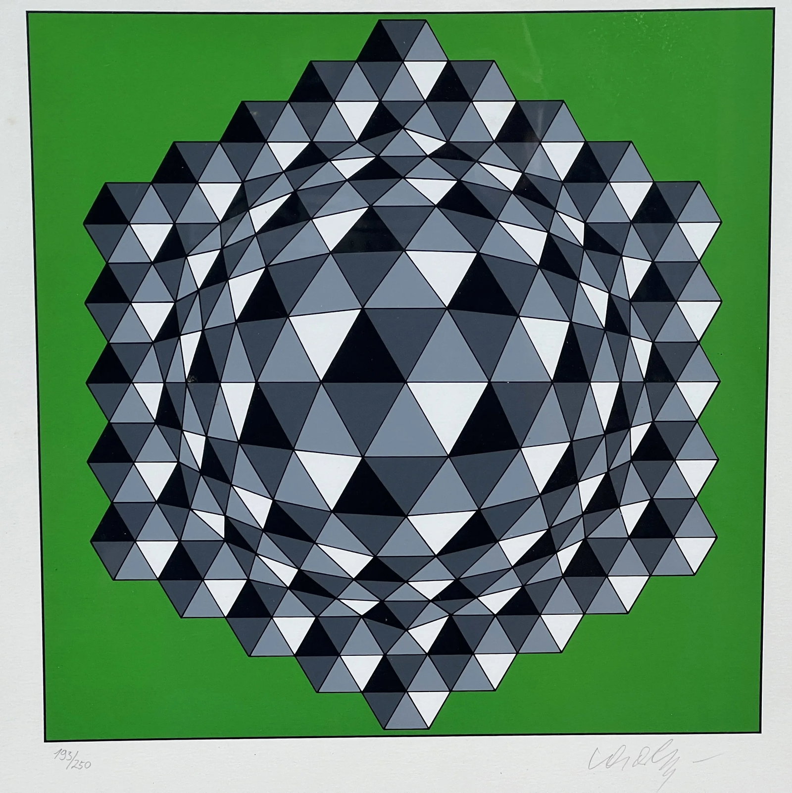 Vintage C.1977 Victor Vasarely Geometric Op Art Serigraph Print 'Hegyez' Pencil SIgned and Numbered - 2