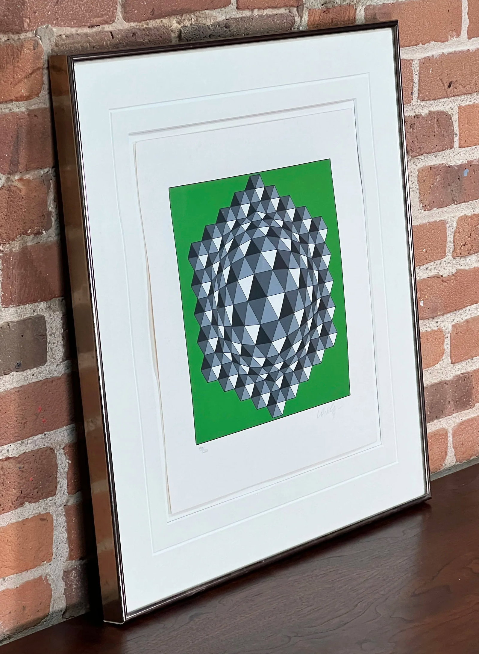 Vintage C.1977 Victor Vasarely Geometric Op Art Serigraph Print 'Hegyez' Pencil SIgned and Numbered - 3