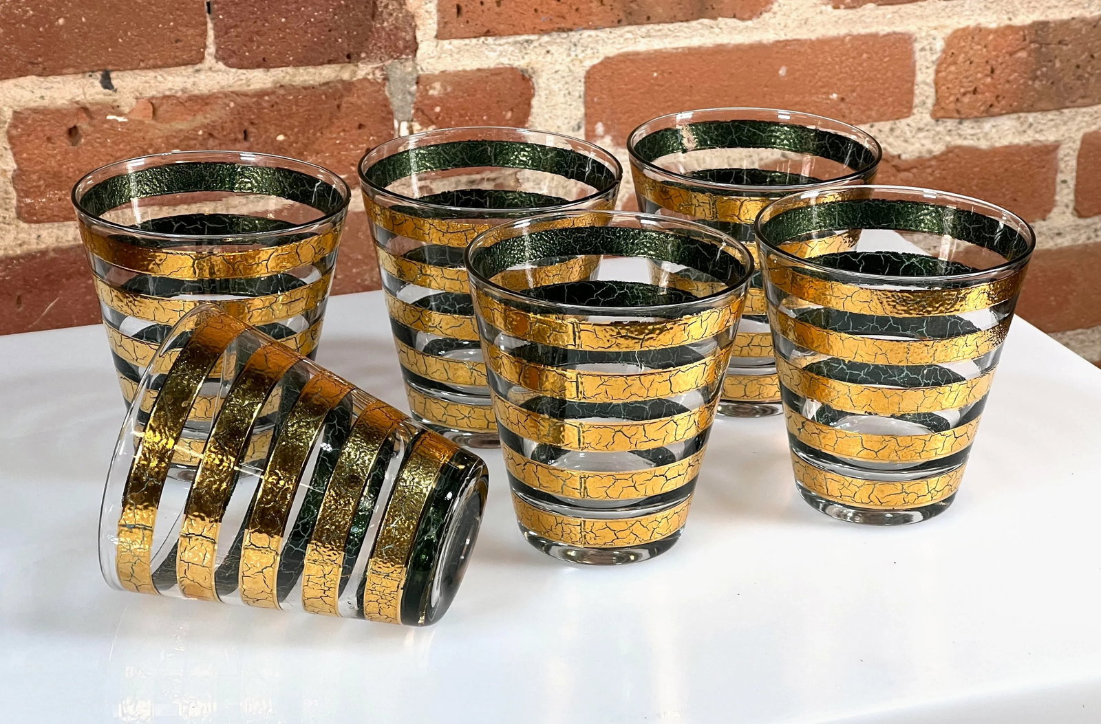 Vintage Culver Regiment Gold Tapered Whiskey Glasses / Lowballs - Set of 6 - 2