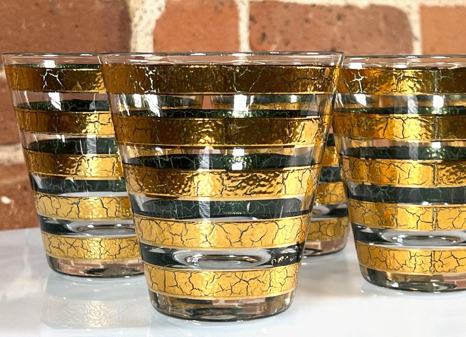 Vintage Culver Regiment Gold Tapered Whiskey Glasses / Lowballs - Set of 6 - 3