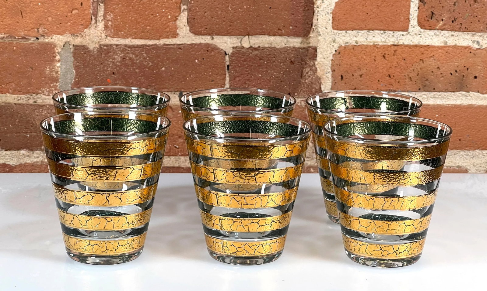 Vintage Culver Regiment Gold Tapered Whiskey Glasses / Lowballs - Set of 6 - 4