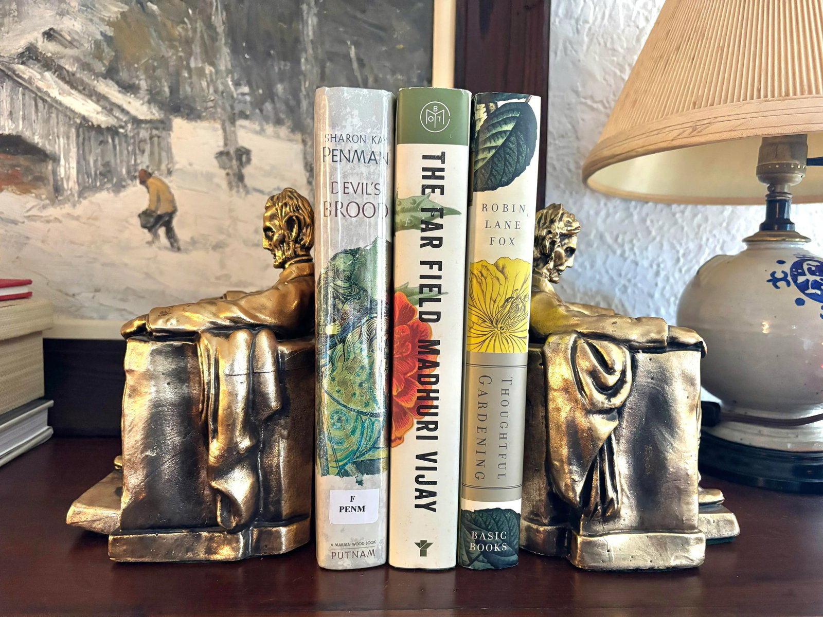 Mid-Century Americana Abraham Lincoln Plaster Bookends - a Pair - 2