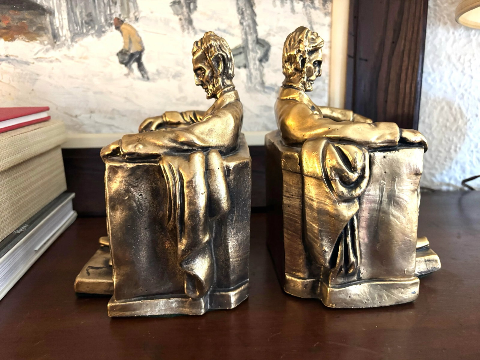 Mid-Century Americana Abraham Lincoln Plaster Bookends - a Pair - 3