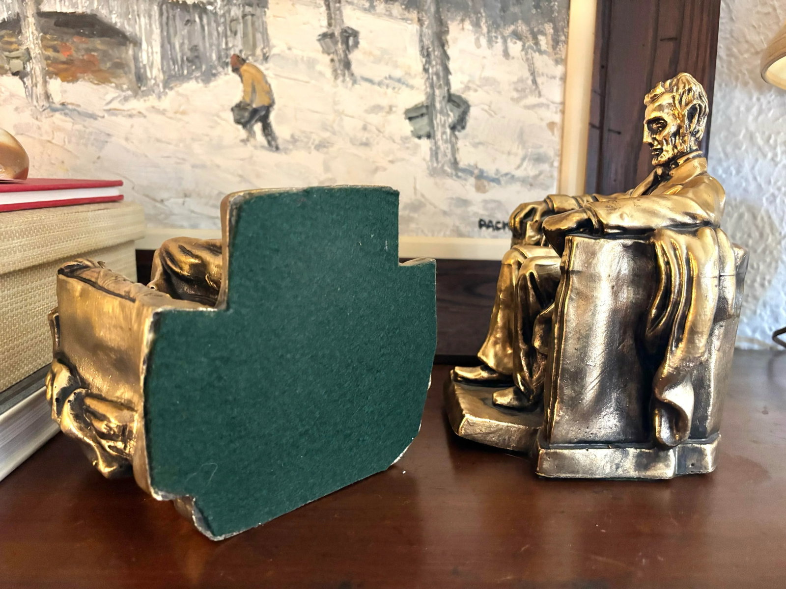 Mid-Century Americana Abraham Lincoln Plaster Bookends - a Pair - 5