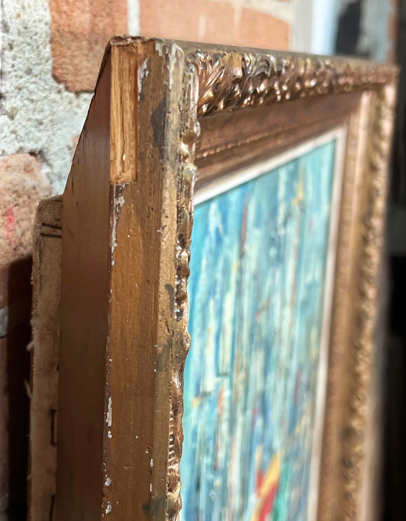 Vintage Mid Century Modern Oil on Canvas Abstract Sailboats Framed Painting - 7