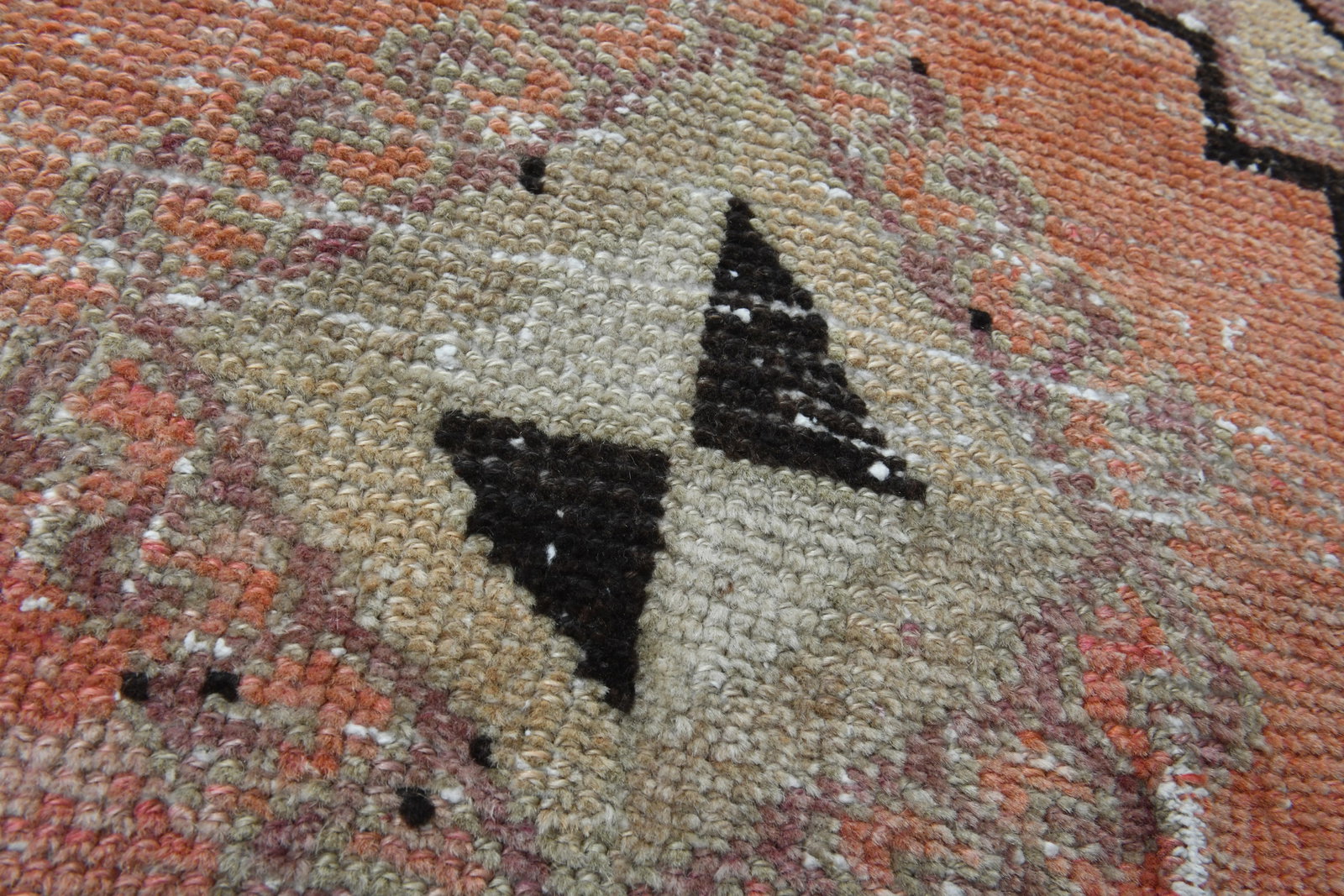 Colorful Pink Brown Red Runner Rug Vintage Turkish Oushak Wool Handmade Runner - 7