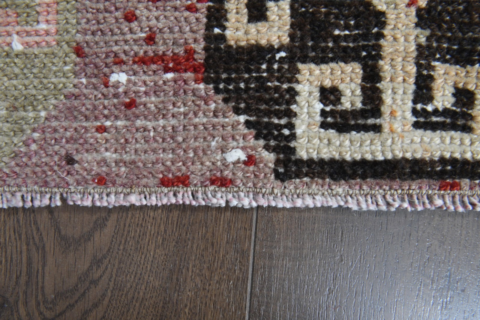 Colorful Pink Brown Red Runner Rug Vintage Turkish Oushak Wool Handmade Runner - 9