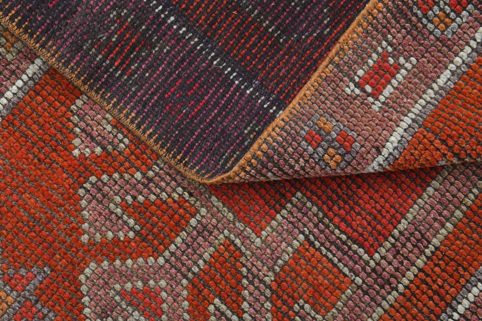 Orange Red Vintage Turkish Oushak Wool Handmade Tribal Runner Rug - 11