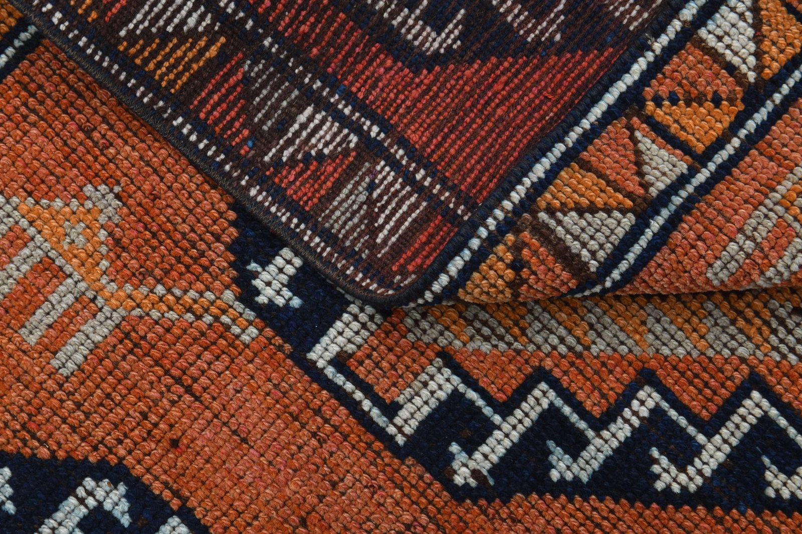 Orange Vintage Turkish Oushak Handmade Woven Runner Rug - 11