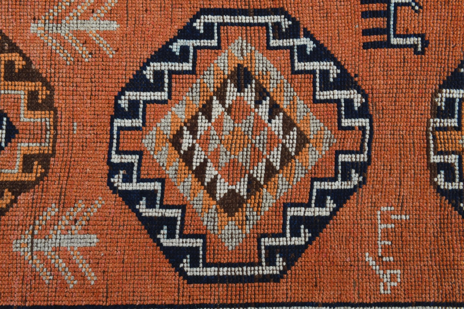 Orange Vintage Turkish Oushak Handmade Woven Runner Rug - 5