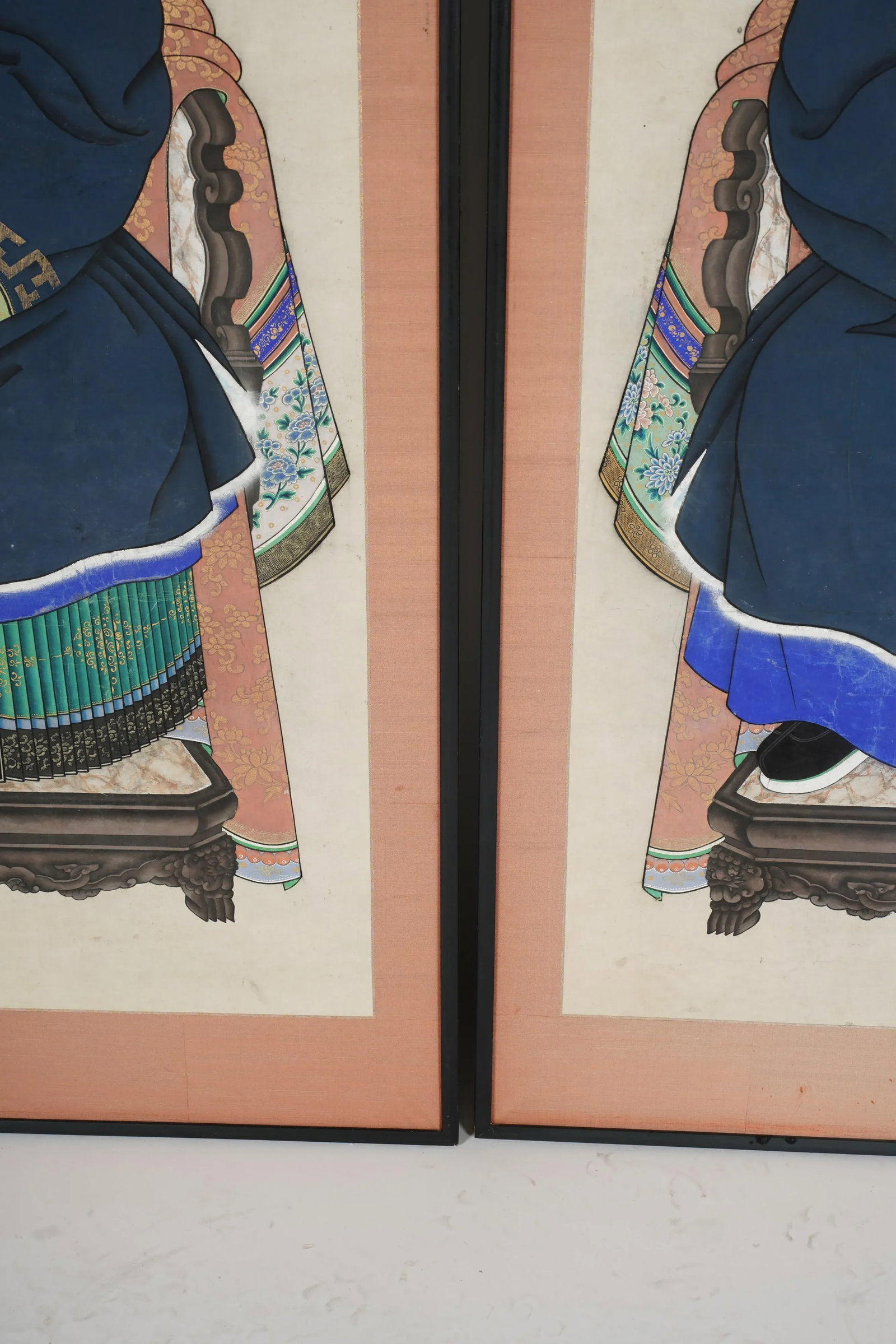 Antique 66" Tall Chinese Ancestral Painted Portraits, a Pair - 8