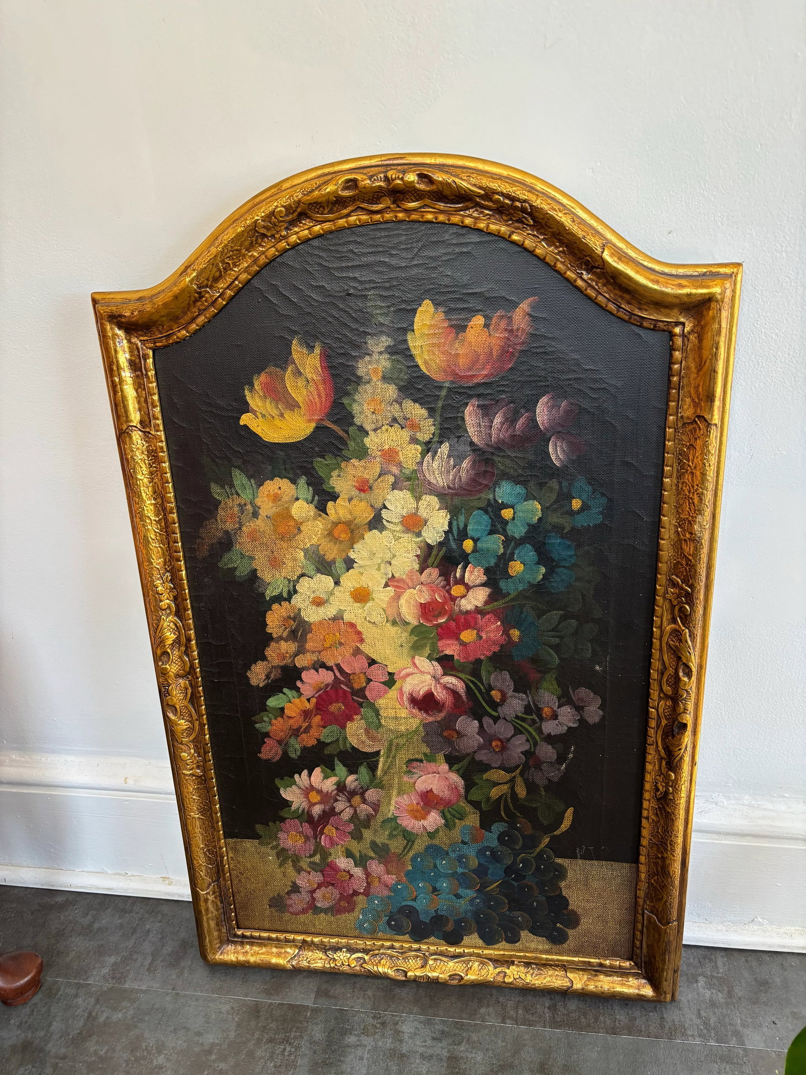 Large Antique Floral Still Life Oil Painting, Circa 1790-1820, Framed - 2