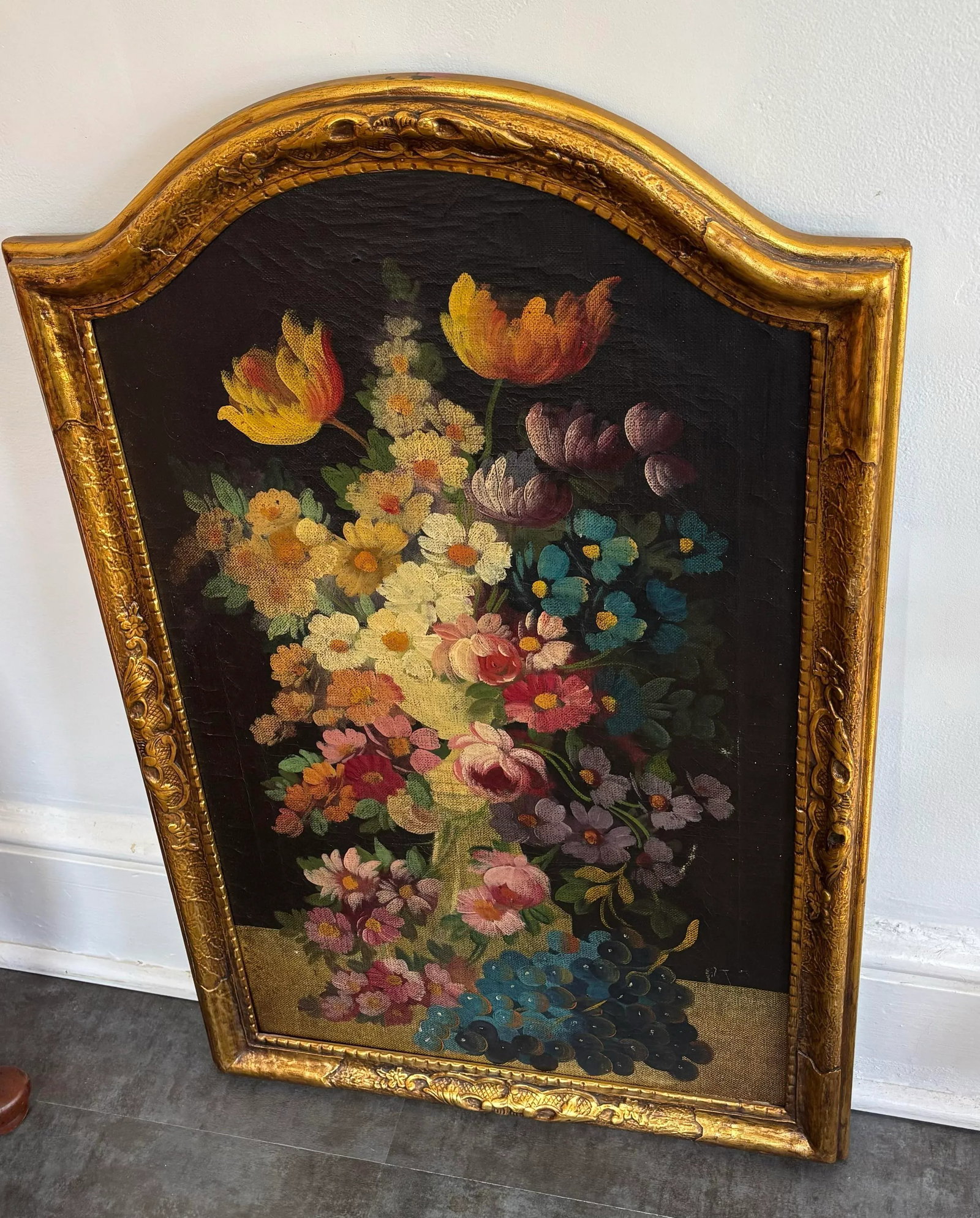 Large Antique Floral Still Life Oil Painting, Circa 1790-1820, Framed - 3