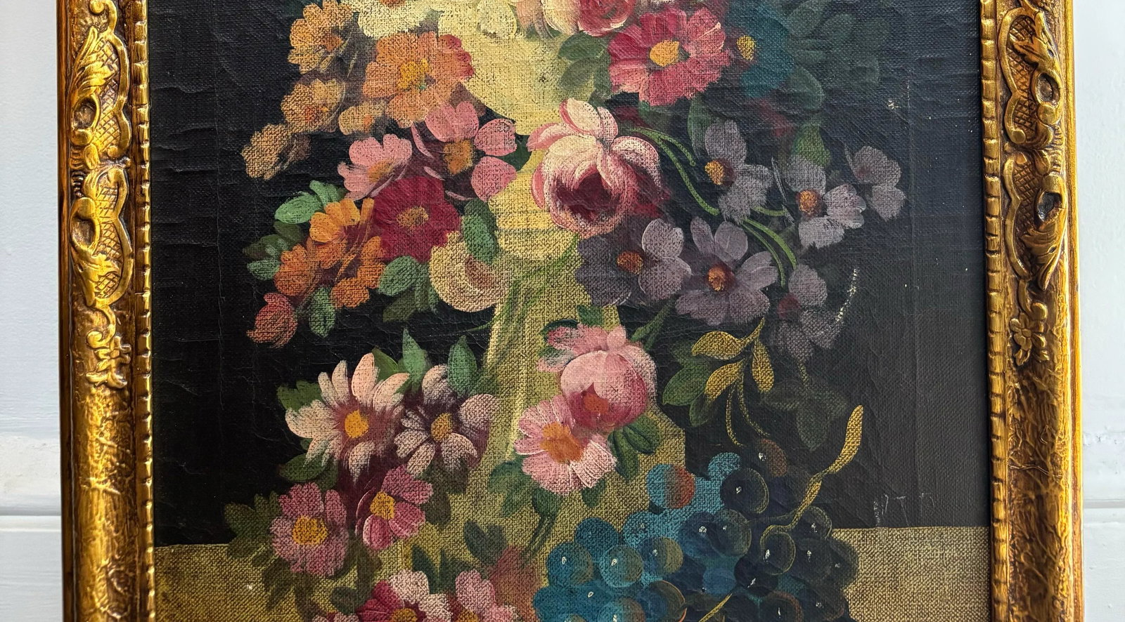 Large Antique Floral Still Life Oil Painting, Circa 1790-1820, Framed - 5