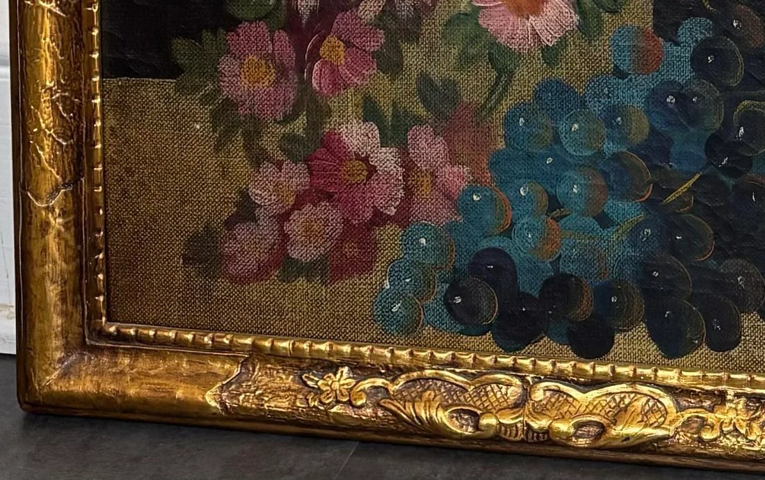 Large Antique Floral Still Life Oil Painting, Circa 1790-1820, Framed - 7
