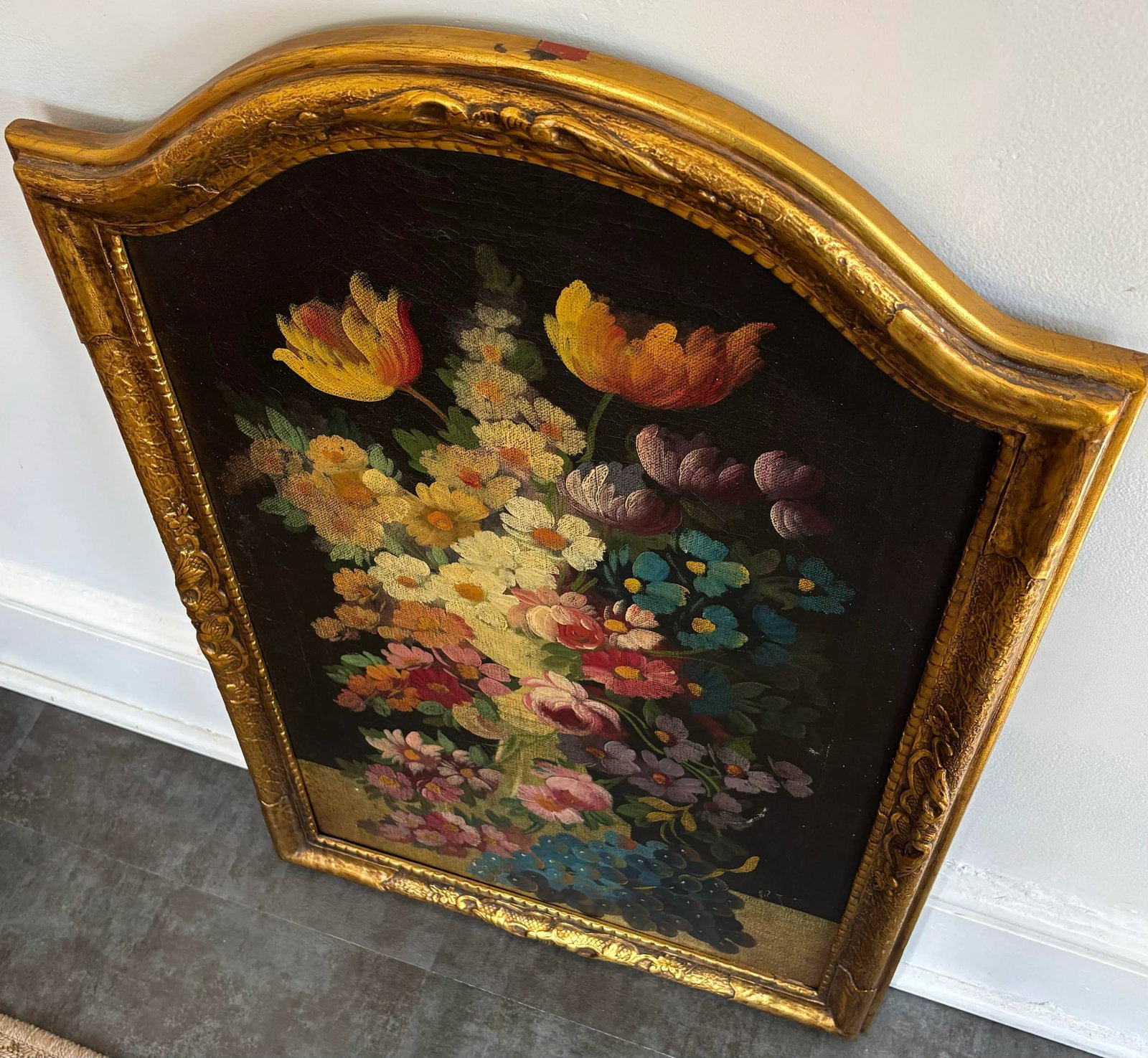 Large Antique Floral Still Life Oil Painting, Circa 1790-1820, Framed - 8