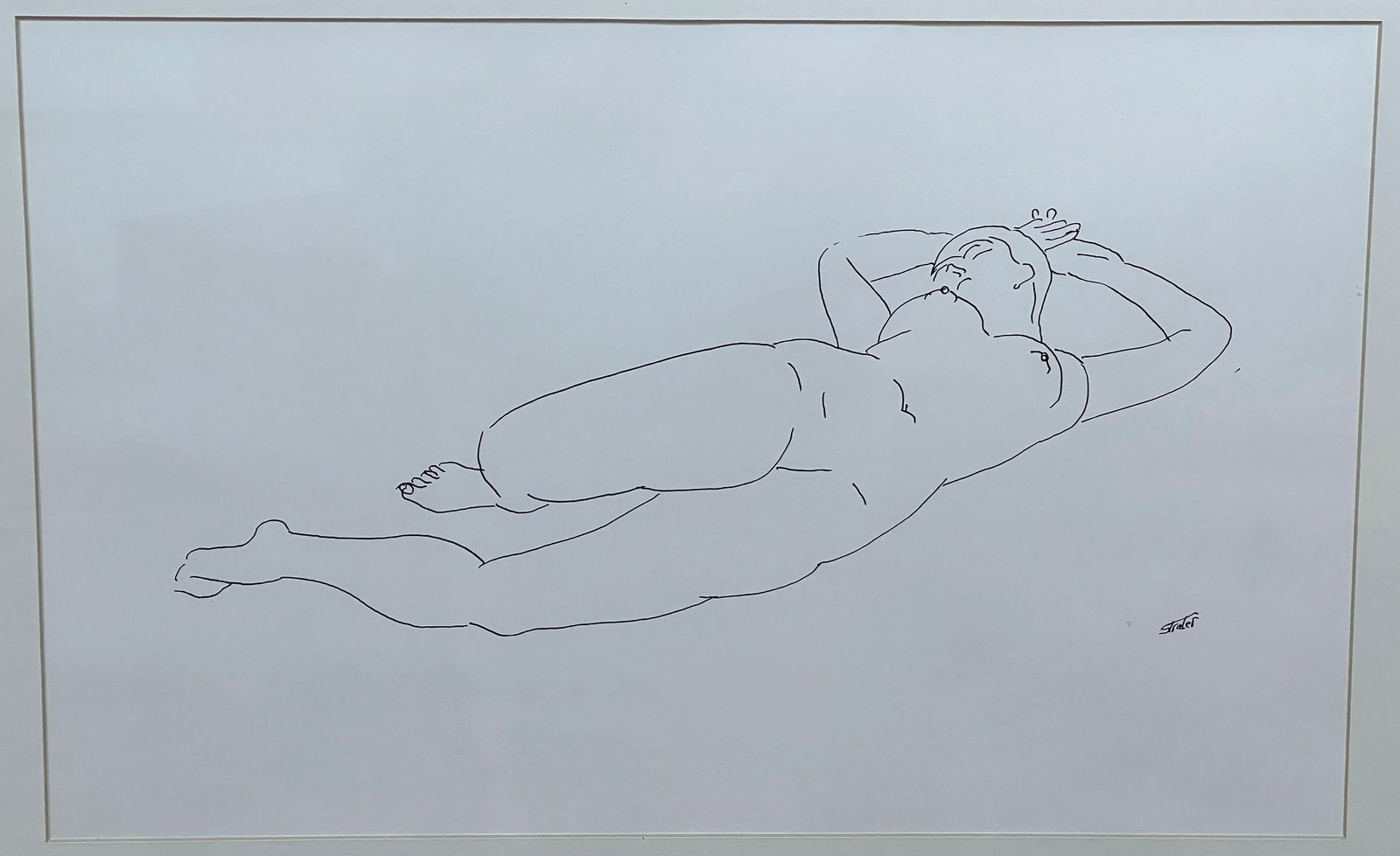 Vintage C.1950's Henry Strater American B&w Reclining Nude Lithograph - 2