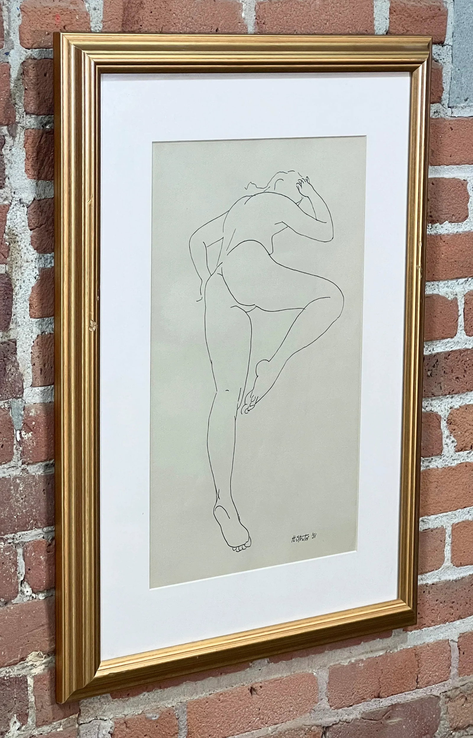 Vintage C.1950's Henry Strater American B&w Nude Lithograph - 3