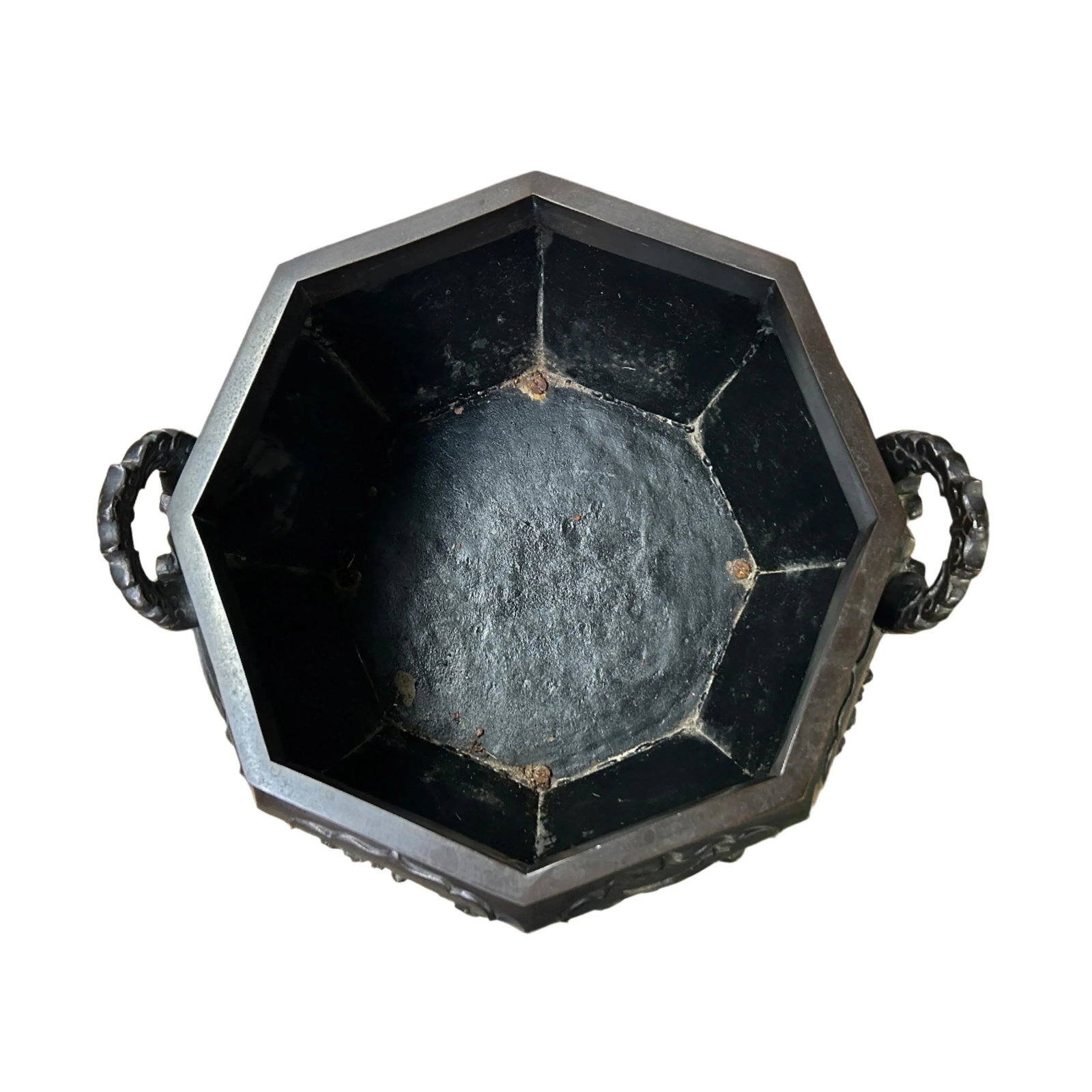 Vintage Bronze Metal Hexagonal Ding Shape Incense Burner Display Art - 6
