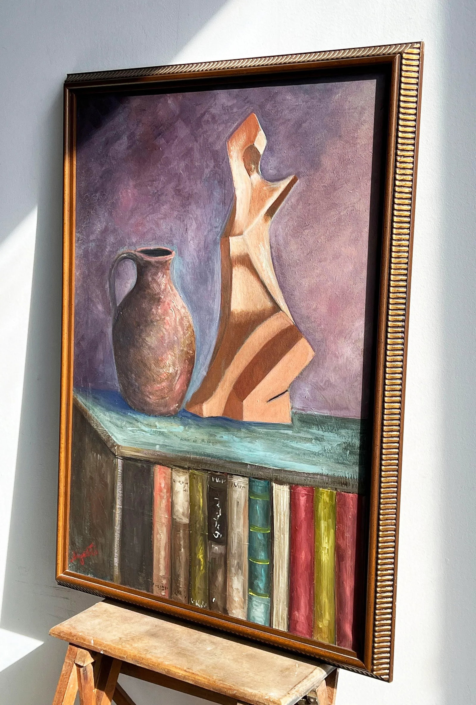 Vintage C.1978 Impressionist Oil on Canvas Still Life Painting Signed - 2