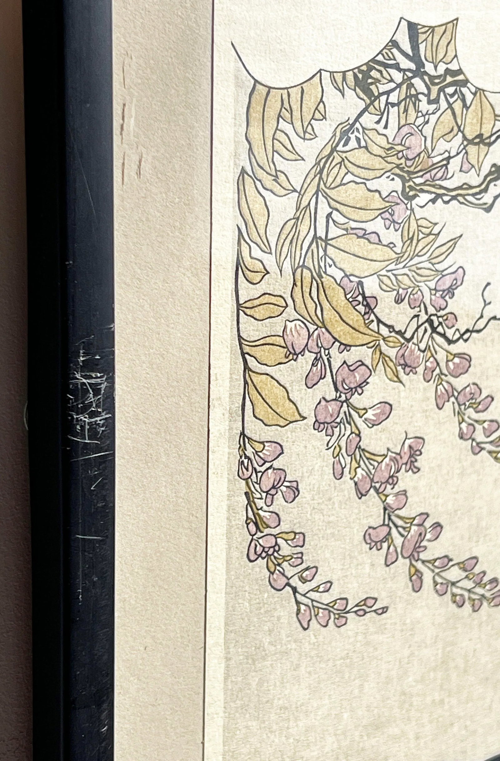 Vintage Japanese Woodblock Print 'Beauty Walking Under Windblown Wisteria' by Torii Kiyonaga - 7