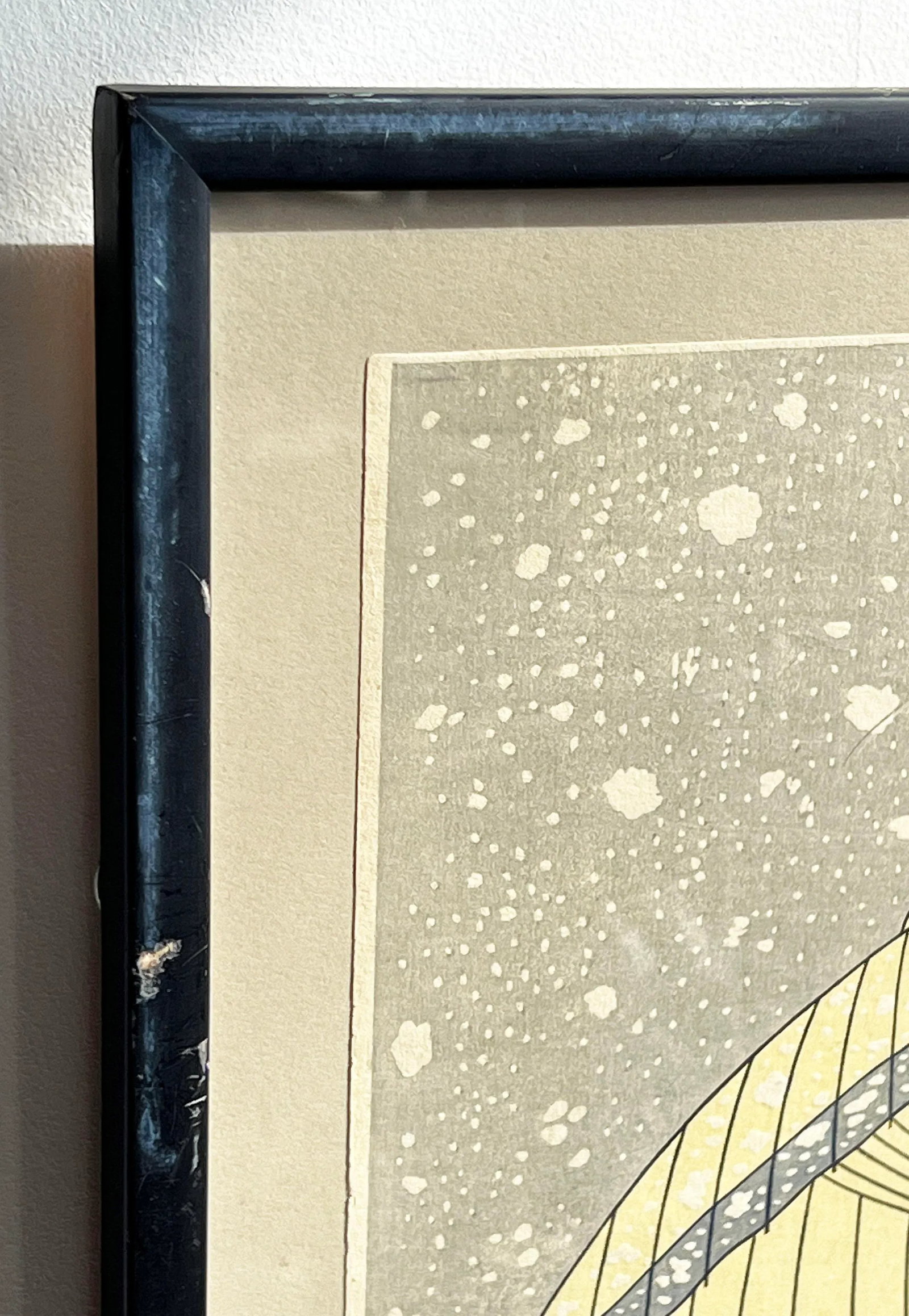 Vintage Japanese Woodblock Print 'Courtesan on Parade in Falling Snow' by Suzuki Harunobu - 5
