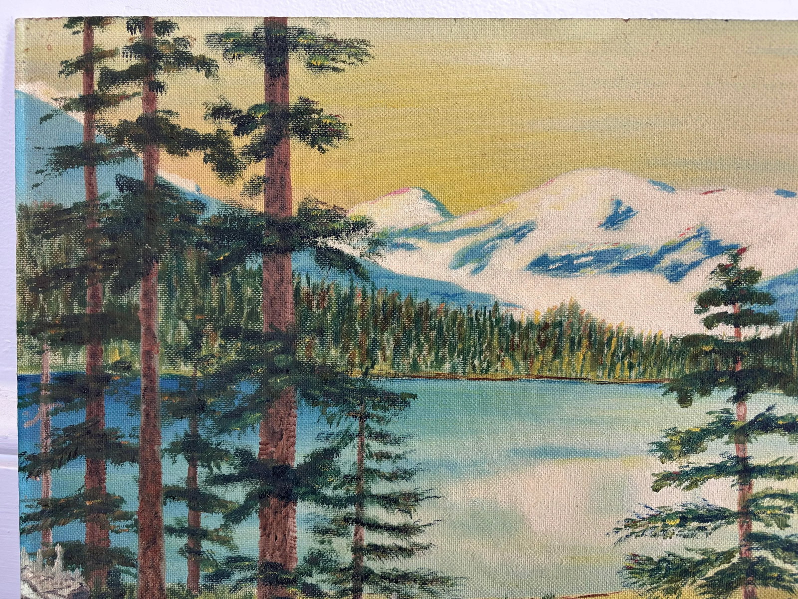 1930s Alaskan Wilderness Folk Art Oil Painting, Signed - 4