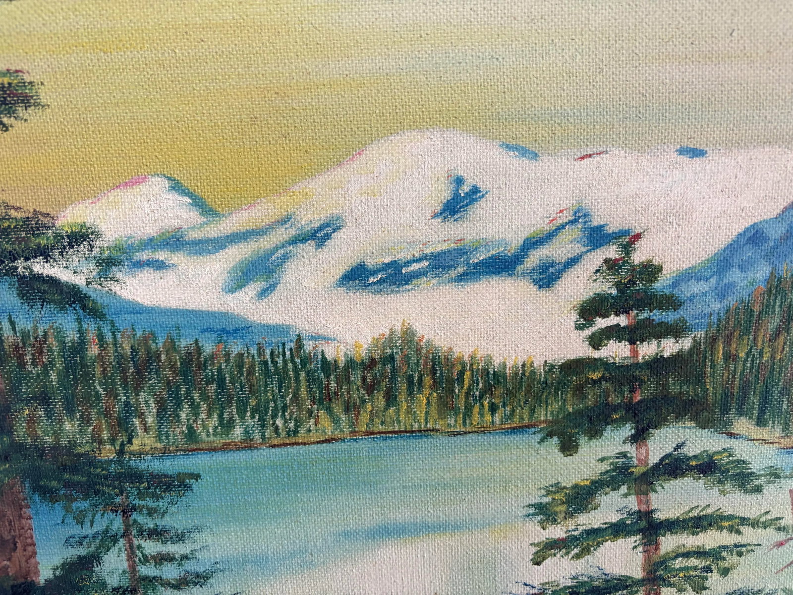 1930s Alaskan Wilderness Folk Art Oil Painting, Signed - 5