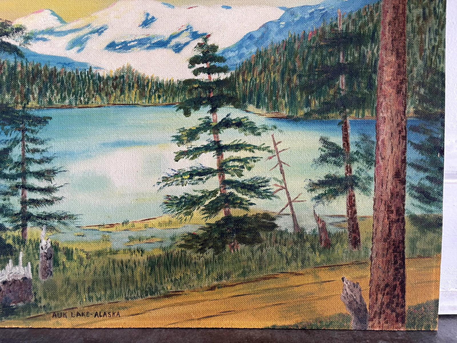 1930s Alaskan Wilderness Folk Art Oil Painting, Signed - 6