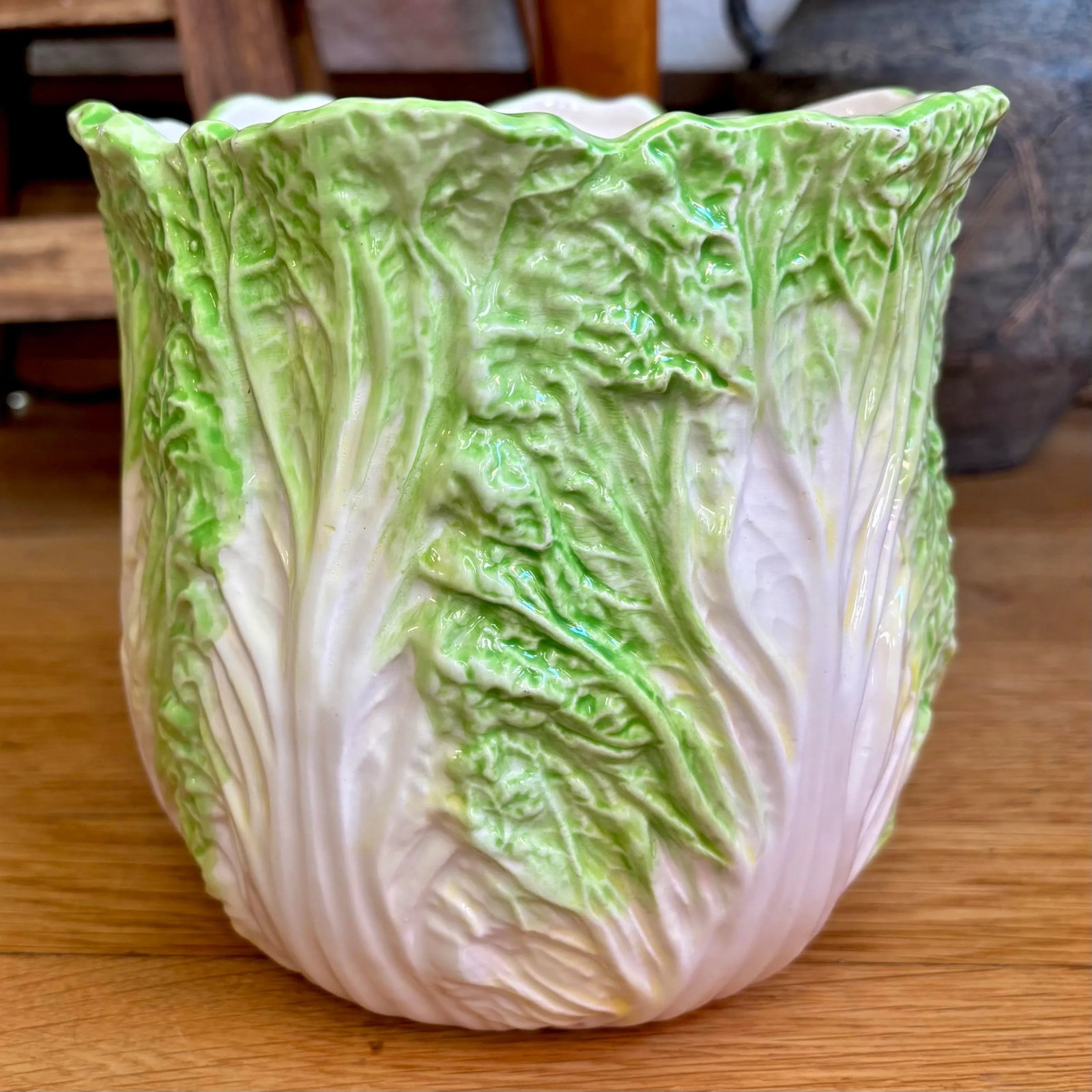 Vintage Sigma TasteSetter Ceramic Leafy Cabbage Utensil Holder - 3