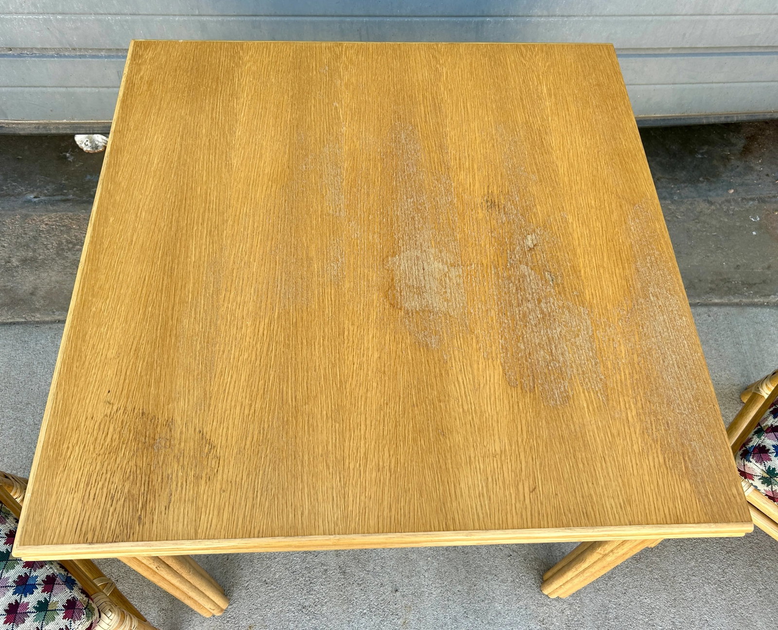 1970s Vintage McGuire Rattan Games Flip Top Extension Dining Table and Four Chair Dining Room Set of - 10