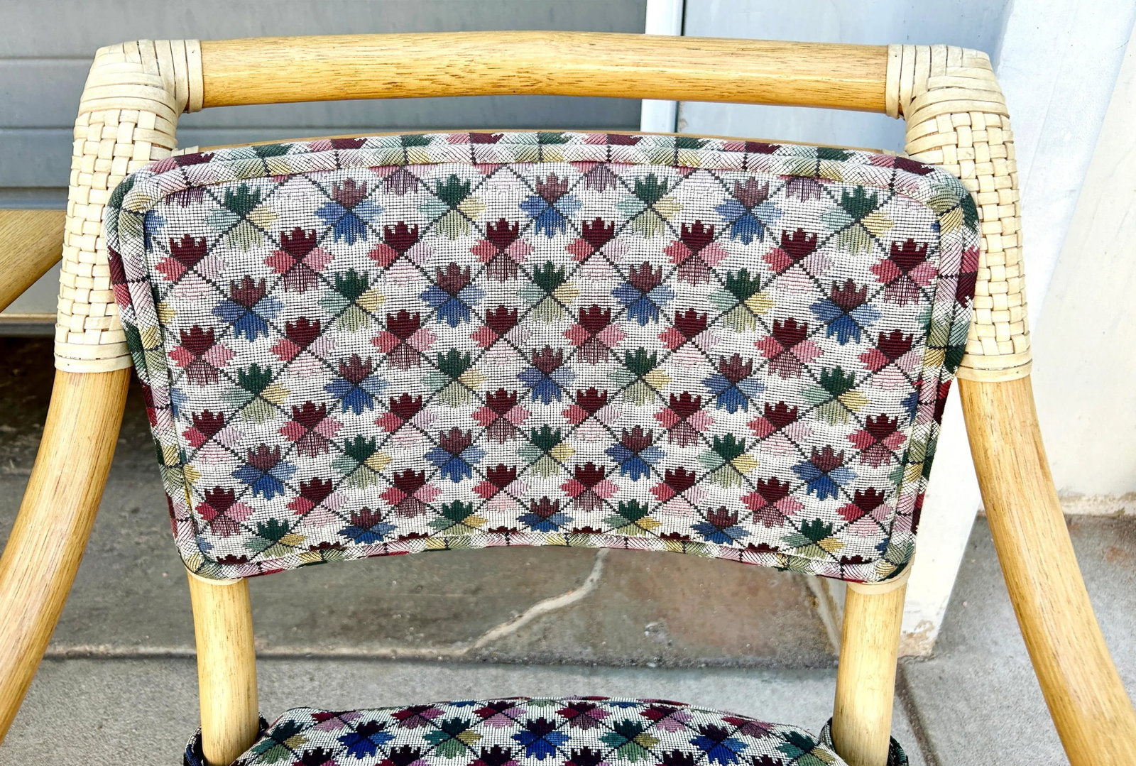 1970s Vintage McGuire Rattan Games Flip Top Extension Dining Table and Four Chair Dining Room Set of - 12