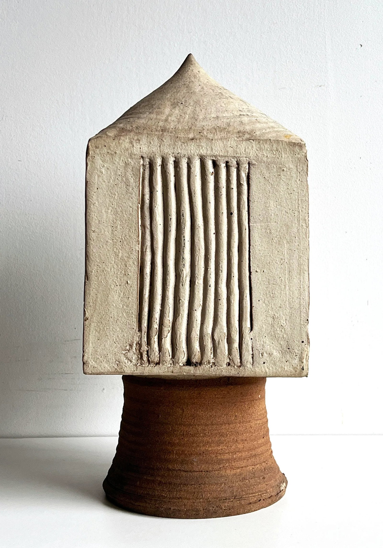 Vintage Brutalist Studio Pottery Sculpture Architectural Form in Stoneware Ceramic - 2