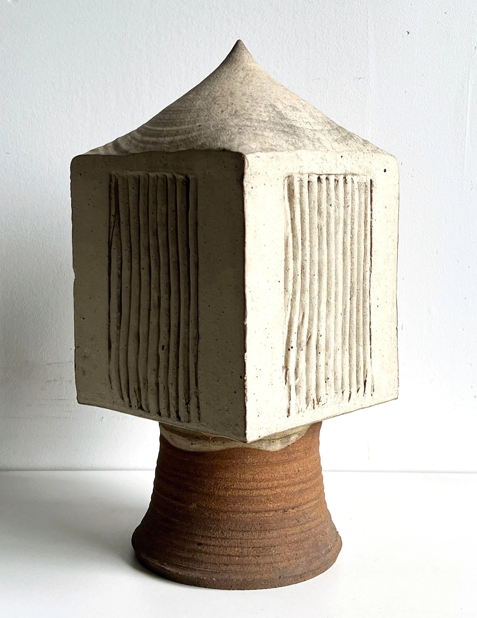 Vintage Brutalist Studio Pottery Sculpture Architectural Form in Stoneware Ceramic - 8