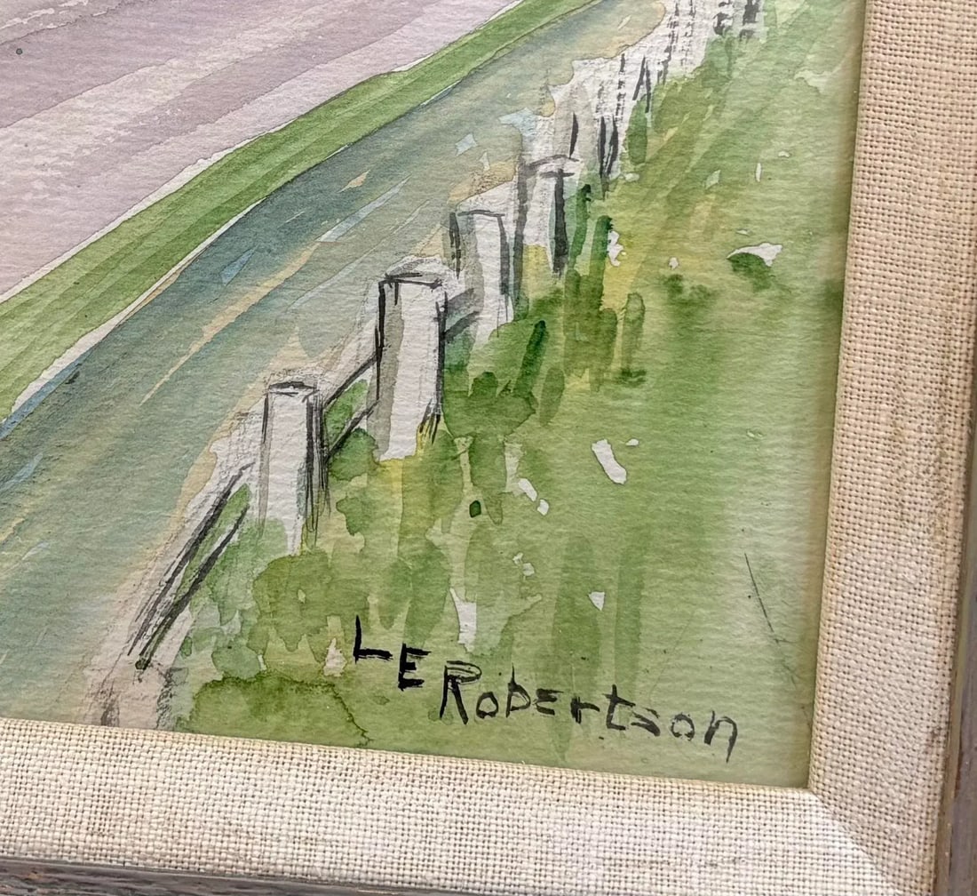 Post-Impressionist Watercolor Painting by L. E. Robertson, Framed - 3