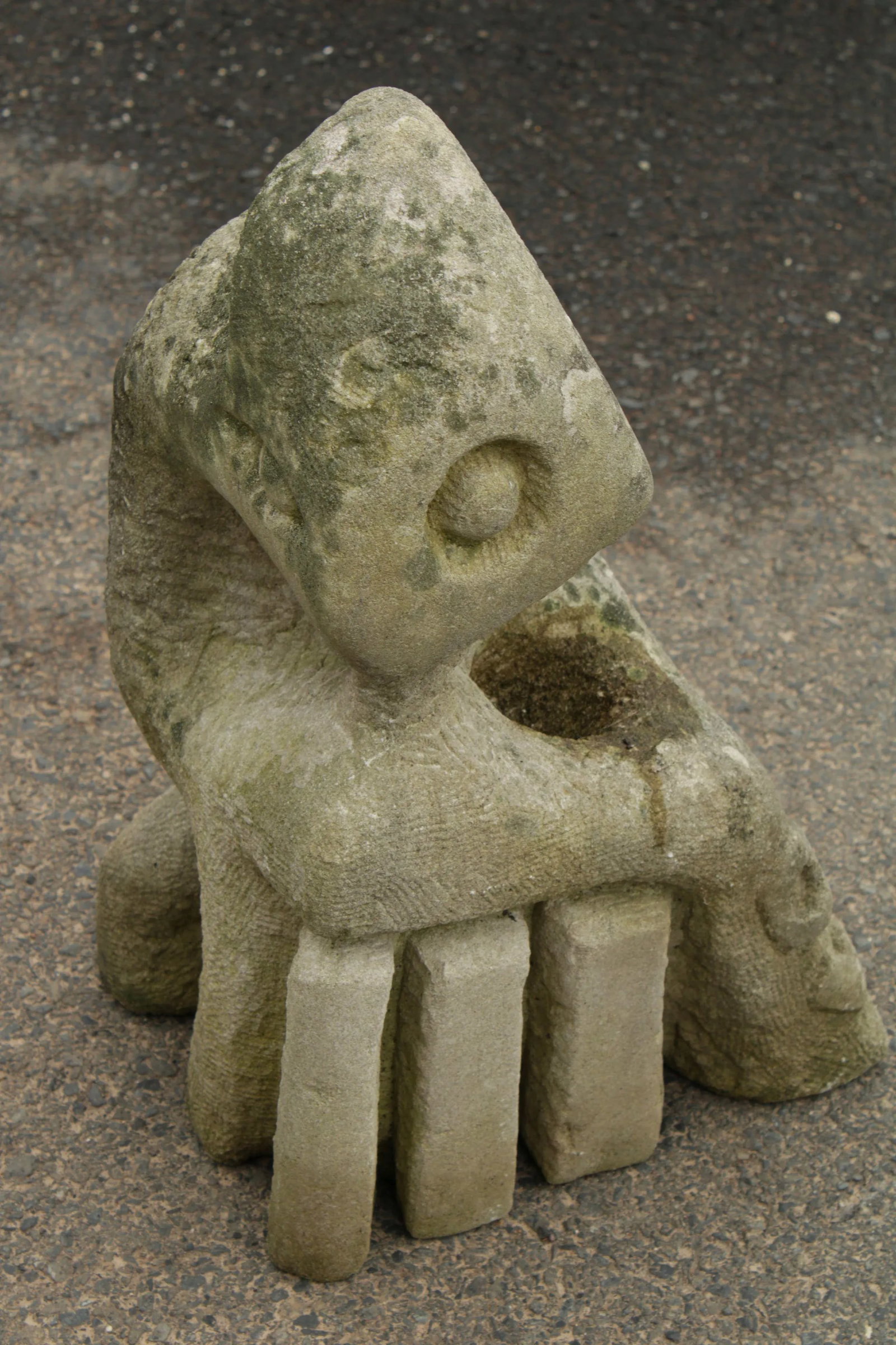 Mid Century Modern Carved Sandstone Garden Sculpture - 6