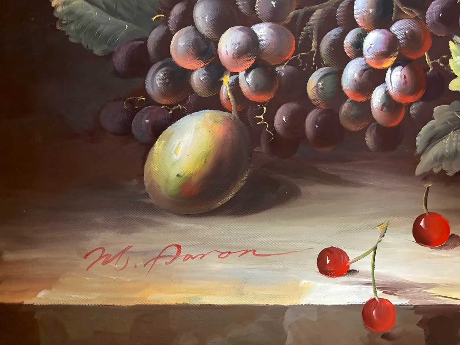 Very Large Fruit Still Life Oil Painting by M. Aaron, Late 20th Century - 2
