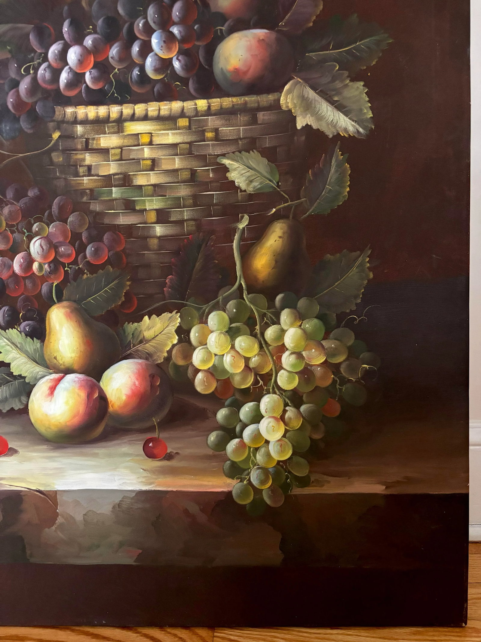 Very Large Fruit Still Life Oil Painting by M. Aaron, Late 20th Century - 5