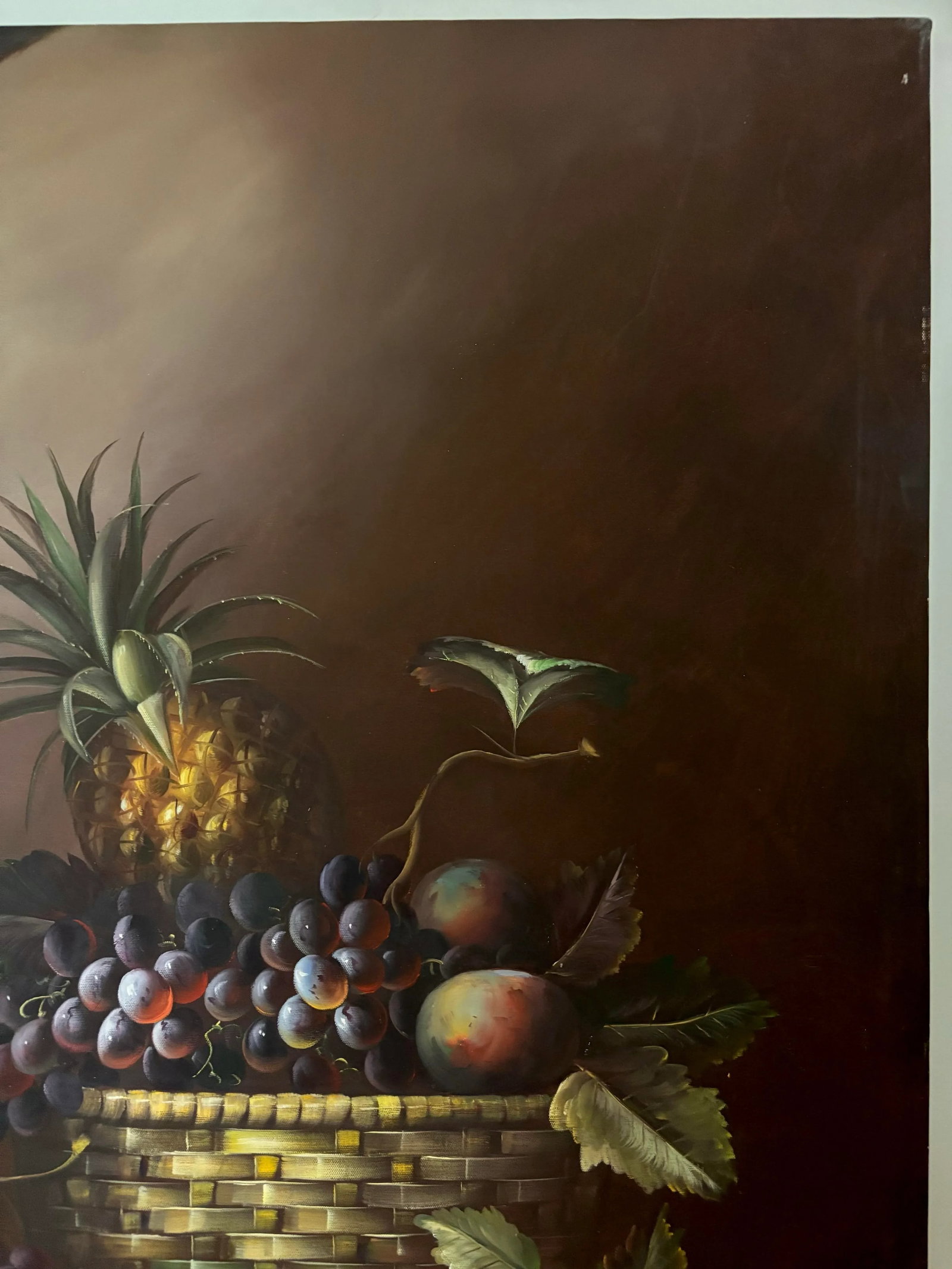 Very Large Fruit Still Life Oil Painting by M. Aaron, Late 20th Century - 7
