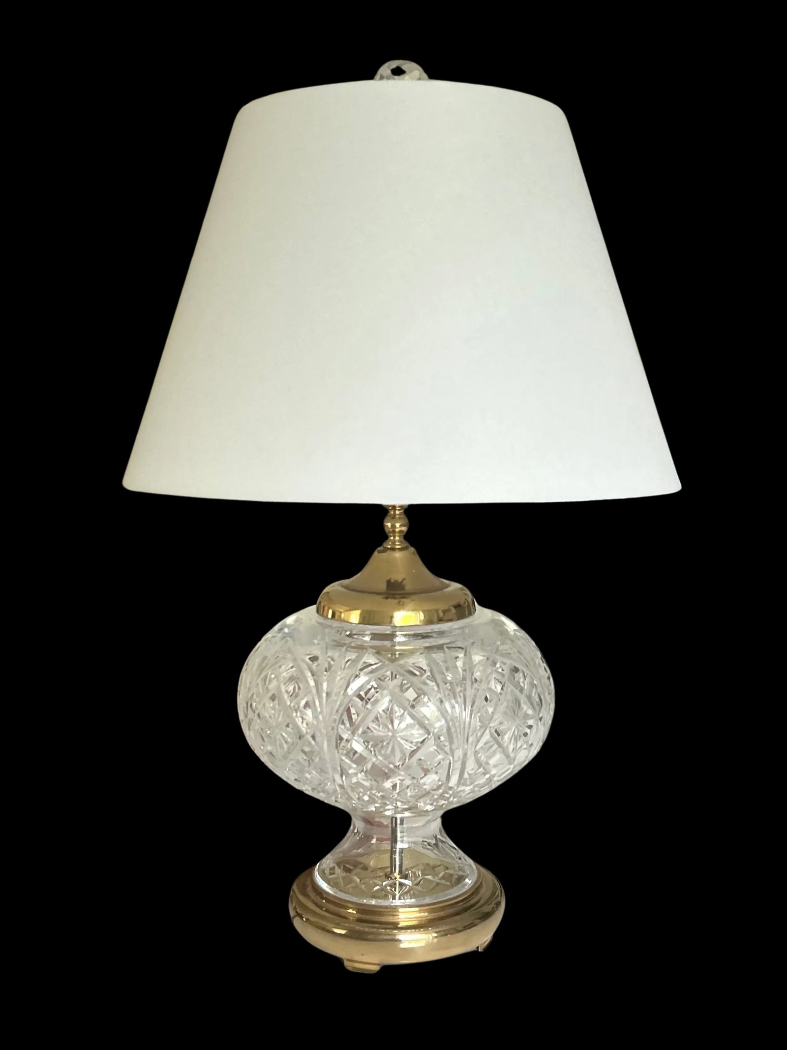 Vintage Waterford Crystal Table Lamp - Cut Crystal Brass Accents - 11