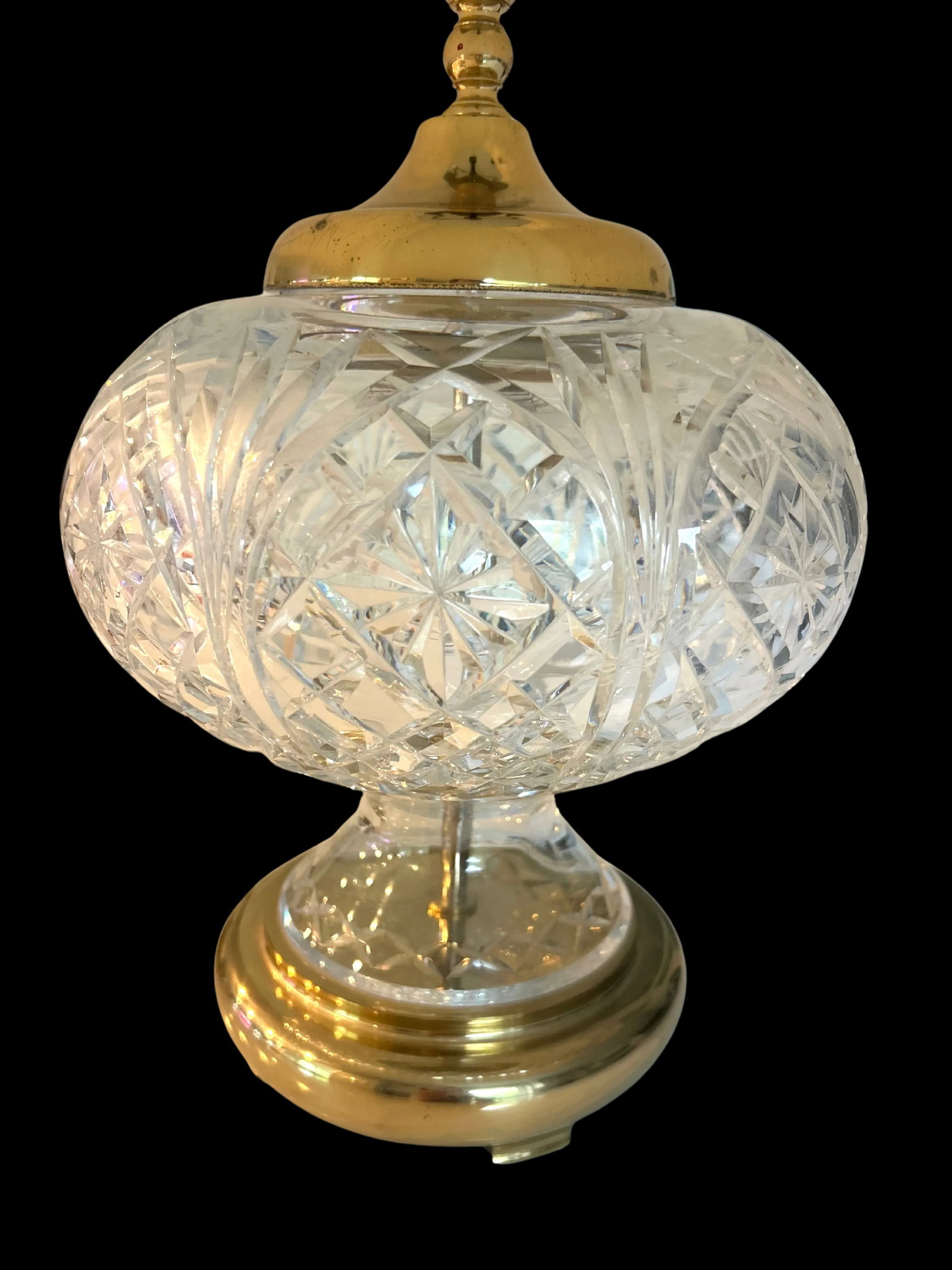 Vintage Waterford Crystal Table Lamp - Cut Crystal Brass Accents - 5